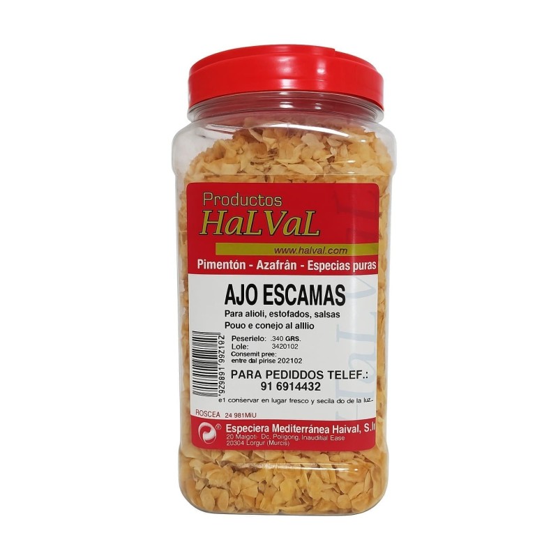 Ajo en Escamas Halval 340 g | Formato Hostelería Sin Alérgenos